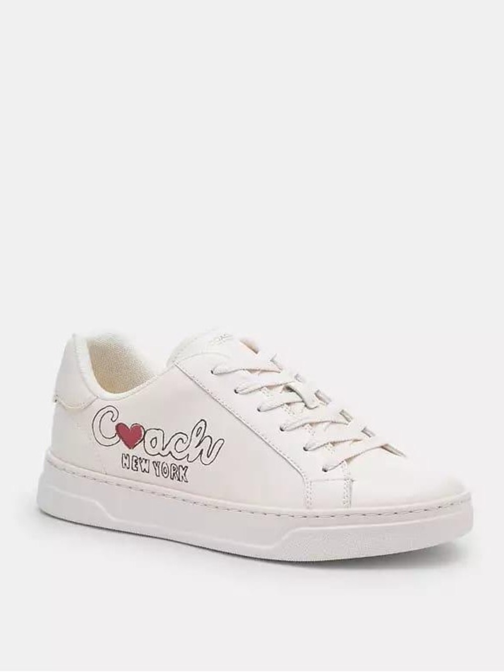 Coach Off White High Line Sneakers with Red Heart Logo Brand New